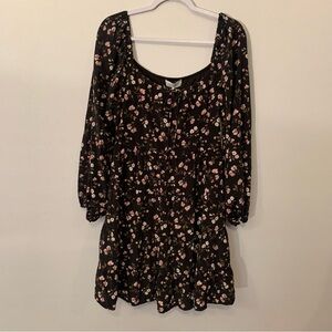 WAYF Nordstrom Rack | Long Sleeve Floral Dress Color Black Allover Size L